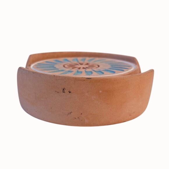 Terracotta Kokopelli Coaster Set With Holder Handcrafted Southwest Design Cork B - Picture 4 of 15